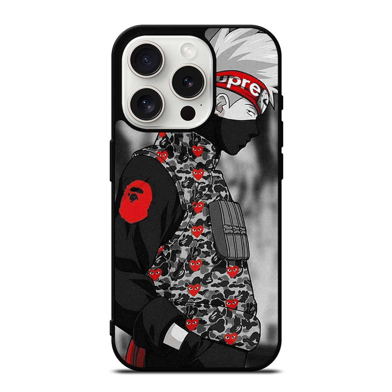 NARUTO KAKASHI BAPE SUPREME iPhone 15 Pro Case Cover