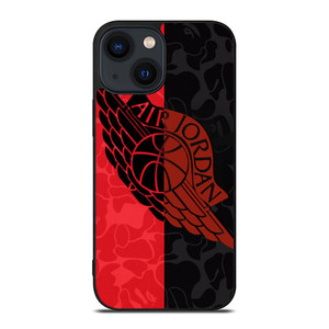 AIR JORDAN RED BLACK BAPE iPhone 14 Plus Case Cover