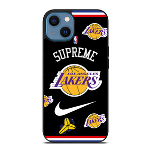 LA LAKERS NBA X SUPREME NIKE iPhone 14 Case Cover LA LAKERS NBA X SUPREME NIKE iPhone 14 Case Cover