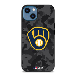 MILWAUKEE BREWERS BASEBALL BLACK CAMO iPhone 14 Case Cover MILWAUKEE BREWERS BASEBALL BLACK CAMO iPhone 14 Case Cover