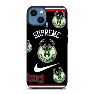 MILWAUKEE BUCKS NBA X SUPREME NIKE iPhone 14 Case Cover MILWAUKEE BUCKS NBA X SUPREME NIKE iPhone 14 Case Cover