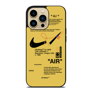 NIKE AIR OFF WHITE YELLOW iPhone 14 Pro Max Case Cover