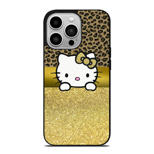 HELLO KITTY GOLD GLITTER LEOPARD iPhone 14 Pro Case Cover HELLO KITTY GOLD GLITTER LEOPARD iPhone 14 Pro Case Cover