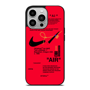 NIKE AIR OFF WHITE RED iPhone 14 Pro Case Cover