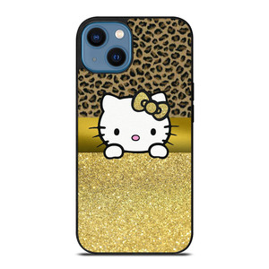 HELLO KITTY GOLD GLITTER LEOPARD iPhone 14 Case Cover HELLO KITTY GOLD GLITTER LEOPARD iPhone 14 Case Cover