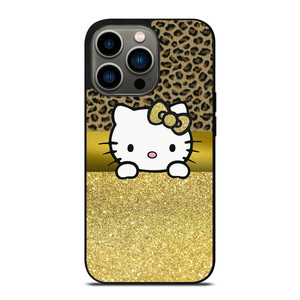 HELLO KITTY GOLD GLITTER LEOPARD iPhone 13 Pro Case Cover HELLO KITTY GOLD GLITTER LEOPARD iPhone 13 Pro Case Cover
