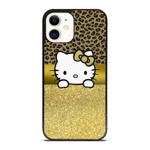 HELLO KITTY GOLD GLITTER LEOPARD iPhone 12 Case Cover HELLO KITTY GOLD GLITTER LEOPARD iPhone 12 Case Cover