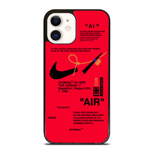 NIKE AIR OFF WHITE RED iPhone 12 Case Cover
