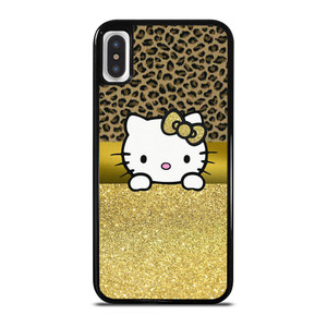 HELLO KITTY GOLD GLITTER LEOPARD iPhone X / XS Case Cover