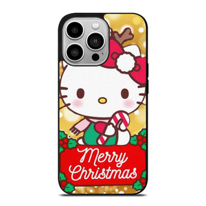 HELLO KITTY MERRY CHRISTMAS GOLD iPhone 14 Pro Case Cover
