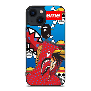 LUFFY ONE PIECE SUPREME BAPE iPhone 14 Plus Case Cover
