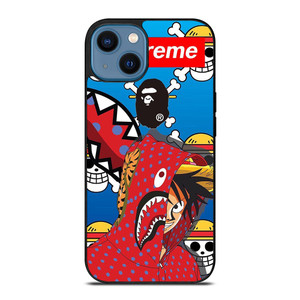 LUFFY ONE PIECE SUPREME BAPE iPhone 14 Case Cover LUFFY ONE PIECE SUPREME BAPE iPhone 14 Case Cover