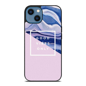 TUMBLR GOOD VIBES ONLY PINK MARBLE iPhone 14 Case Cover