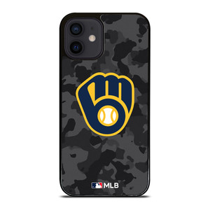 MILWAUKEE BREWERS BASEBALL BLACK CAMO iPhone 12 Mini Case Cover MILWAUKEE BREWERS BASEBALL BLACK CAMO iPhone 12 Mini Case Cover