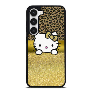 HELLO KITTY GOLD GLITTER LEOPARD Samsung Galaxy S23 Case Cover HELLO KITTY GOLD GLITTER LEOPARD Samsung Galaxy S23 Case Cover