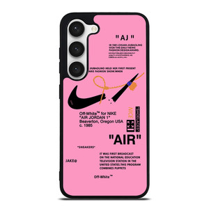 NIKE AIR OFF WHITE PINK Samsung Galaxy S23 Case Cover
