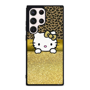 HELLO KITTY GOLD GLITTER LEOPARD Samsung Galaxy S23 Ultra Case Cover