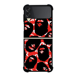 SUPREME X BAPE A BATHING APE Samsung Galaxy Z Flip 3 Case Cover SUPREME X BAPE A BATHING APE Samsung Galaxy Z Flip 3 Case Cover