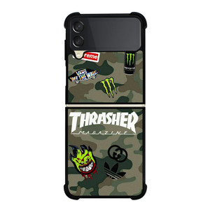 THRASHER SKATEBOARD CAMO COLLAGE Samsung Galaxy Z Flip 3 Case Cover THRASHER SKATEBOARD CAMO COLLAGE Samsung Galaxy Z Flip 3 Case Cover