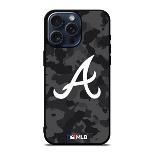 ATLANTA BRAVES BASEBALL BLACK CAMO iPhone 15 Pro Max Case Cover