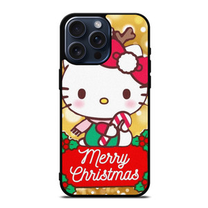 HELLO KITTY MERRY CHRISTMAS GOLD iPhone 15 Pro Max Case Cover