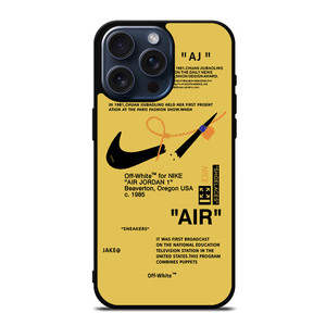 NIKE AIR OFF WHITE YELLOW iPhone 15 Pro Max Case Cover NIKE AIR OFF WHITE YELLOW iPhone 15 Pro Max Case Cover