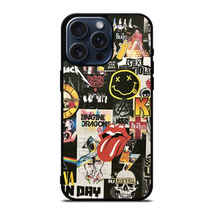 ROCK AND ROLL BAND COLLAGE iPhone 15 Pro Max Case Cover