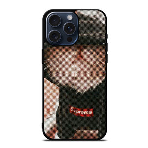 SUPREME CUTE CAT iPhone 15 Pro Max Case Cover