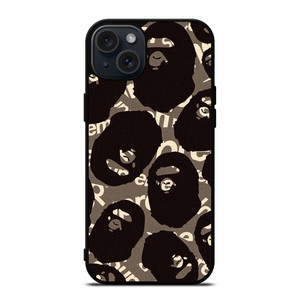 A BATHING APE SUPREME BLACK iPhone 15 Plus Case Cover A BATHING APE SUPREME BLACK iPhone 15 Plus Case Cover