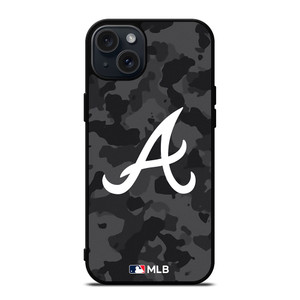 ATLANTA BRAVES BASEBALL BLACK CAMO iPhone 15 Plus Case Cover ATLANTA BRAVES BASEBALL BLACK CAMO iPhone 15 Plus Case Cover