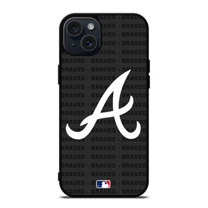 ATLANTA BRAVES BASEBALL BLACK iPhone 15 Plus Case Cover ATLANTA BRAVES BASEBALL BLACK iPhone 15 Plus Case Cover