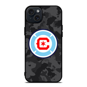 CHICAGO FIRE MLS BLACK CAMO iPhone 15 Plus Case Cover CHICAGO FIRE MLS BLACK CAMO iPhone 15 Plus Case Cover