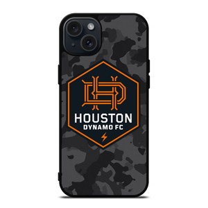 HOUSTON DYNAMO FC MLS BLACK CAMO iPhone 15 Plus Case Cover HOUSTON DYNAMO FC MLS BLACK CAMO iPhone 15 Plus Case Cover