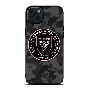 INTER MIAMI CF MLS BLACK CAMO iPhone 15 Plus Case Cover INTER MIAMI CF MLS BLACK CAMO iPhone 15 Plus Case Cover