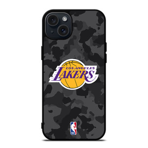 LOS ANGELES LAKERS BLACK CAMO iPhone 15 Plus Case Cover LOS ANGELES LAKERS BLACK CAMO iPhone 15 Plus Case Cover