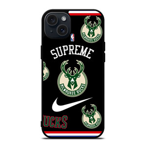 MILWAUKEE BUCKS NBA X SUPREME NIKE iPhone 15 Plus Case Cover MILWAUKEE BUCKS NBA X SUPREME NIKE iPhone 15 Plus Case Cover