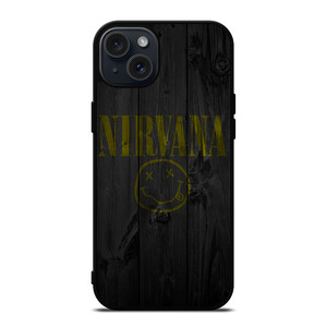 NIRVANA ROCK BAND WOODEN LOGO iPhone 15 Plus Case Cover