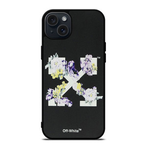 OFF WHITE FLORAL LOGO iPhone 15 Plus Case Cover