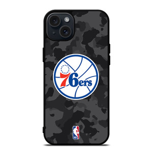 PHILADELPHIA 76ERS BLACK CAMO iPhone 15 Plus Case Cover PHILADELPHIA 76ERS BLACK CAMO iPhone 15 Plus Case Cover