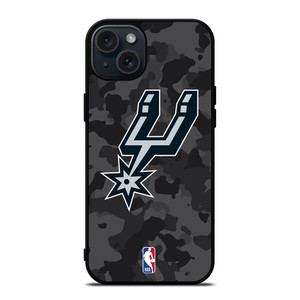 SAN ANTONIO SPURS BLACK CAMO iPhone 15 Plus Case Cover SAN ANTONIO SPURS BLACK CAMO iPhone 15 Plus Case Cover