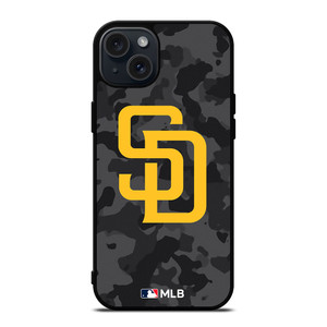 SAN DIEGO PADRES BASEBALL BLACK CAMO iPhone 15 Plus Case Cover SAN DIEGO PADRES BASEBALL BLACK CAMO iPhone 15 Plus Case Cover