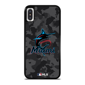 MIAMI MARLINS BASEBALL BLACK CAMO iPhone X / XS Case Cover