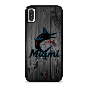 MIAMI MARLINS BASEBALL MLB WOOD LOGO iPhone X / XS Case Cover