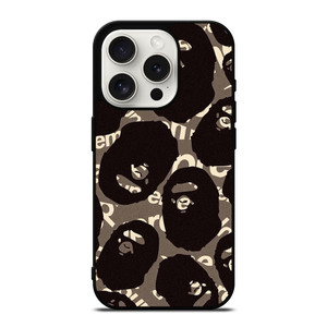 A BATHING APE SUPREME BLACK iPhone 15 Pro Case Cover