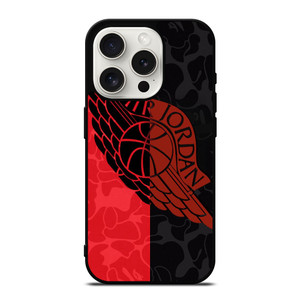 AIR JORDAN RED BLACK BAPE iPhone 15 Pro Case Cover