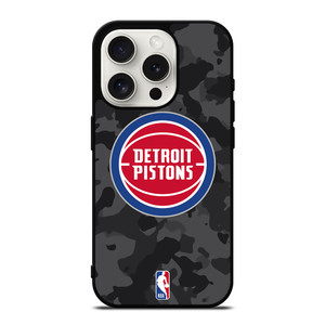 DETROIT PISTONS BLACK CAMO iPhone 15 Pro Case Cover