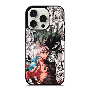DR STONE ANIME BLACK WHITE iPhone 15 Pro Case Cover