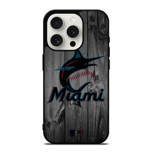 MIAMI MARLINS BASEBALL MLB WOOD LOGO iPhone 15 Pro Case Cover