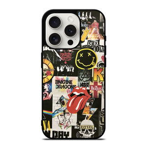ROCK AND ROLL BAND COLLAGE iPhone 15 Pro Case Cover