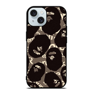 A BATHING APE SUPREME BLACK iPhone 15 Case Cover